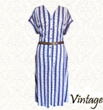 Vintage Ahoi stripe dress M blue
